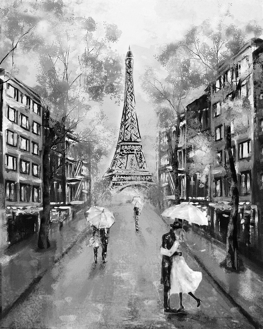 Black & White Paris Oil Painting Canvas Wall Art Picture Print Various ...
